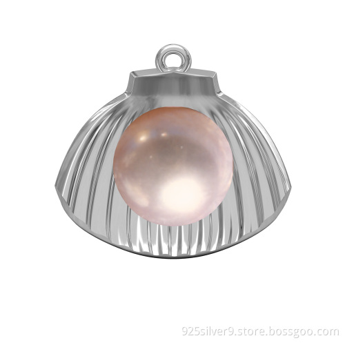 Wholesale shell Customized colour 925 sterling silver necklace pendant with fresh water pearl&CZ stones